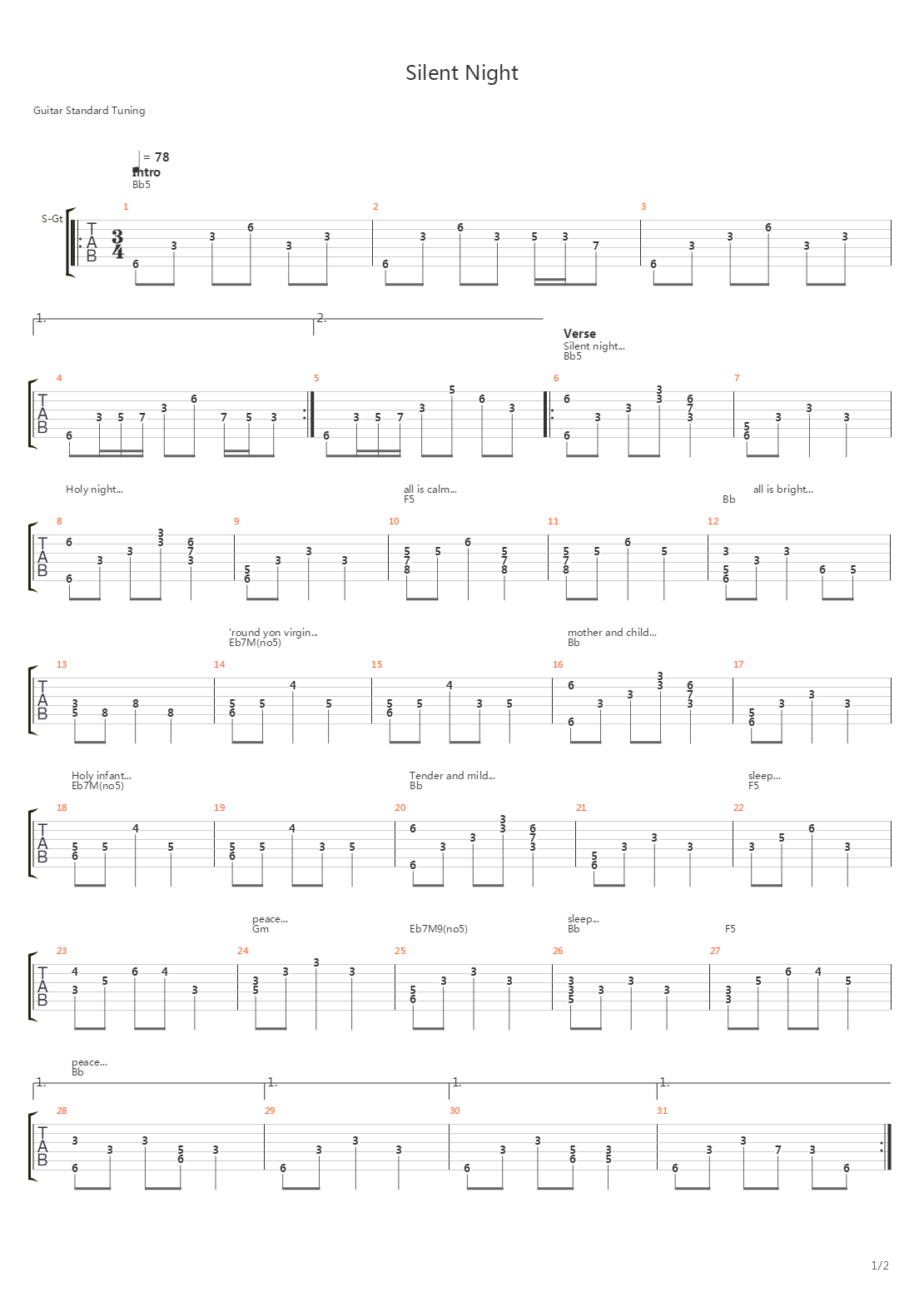 Silent Night吉他谱