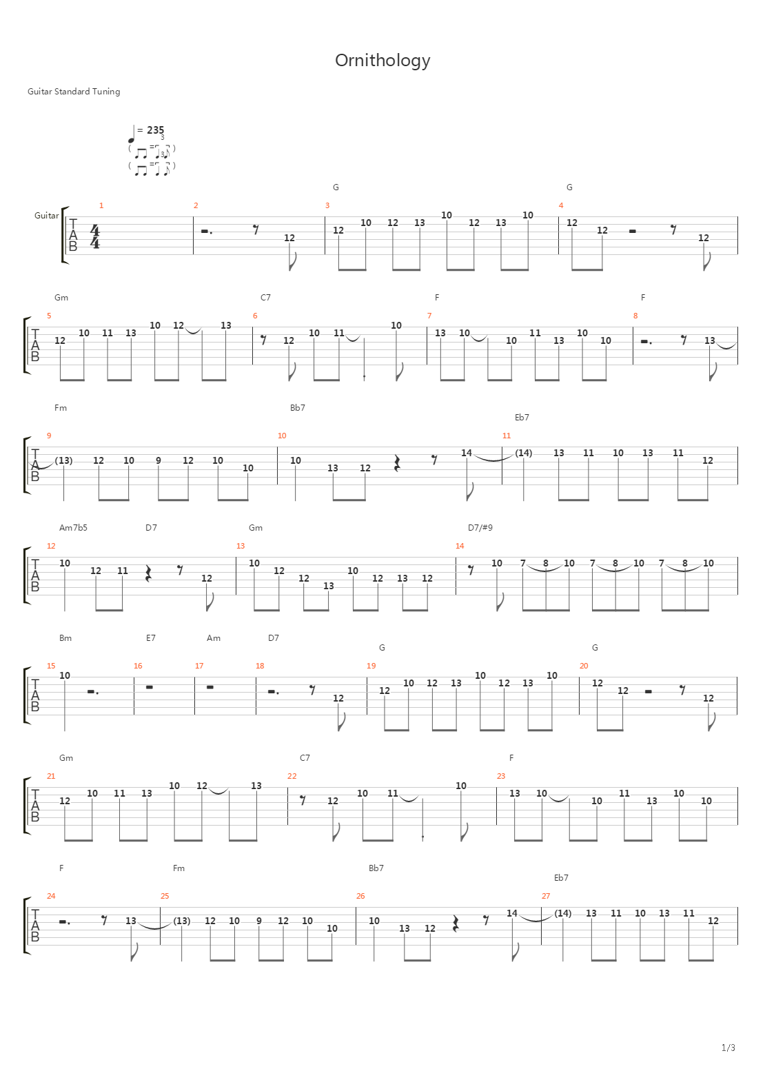 Ornithology吉他谱