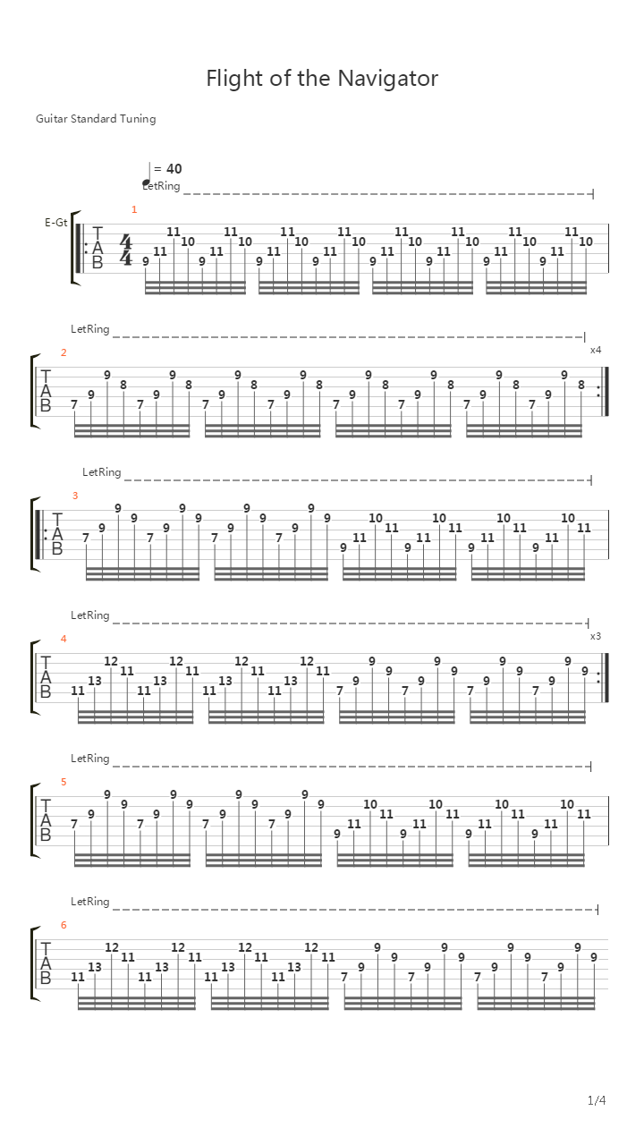 Flight Of The Navigator吉他谱