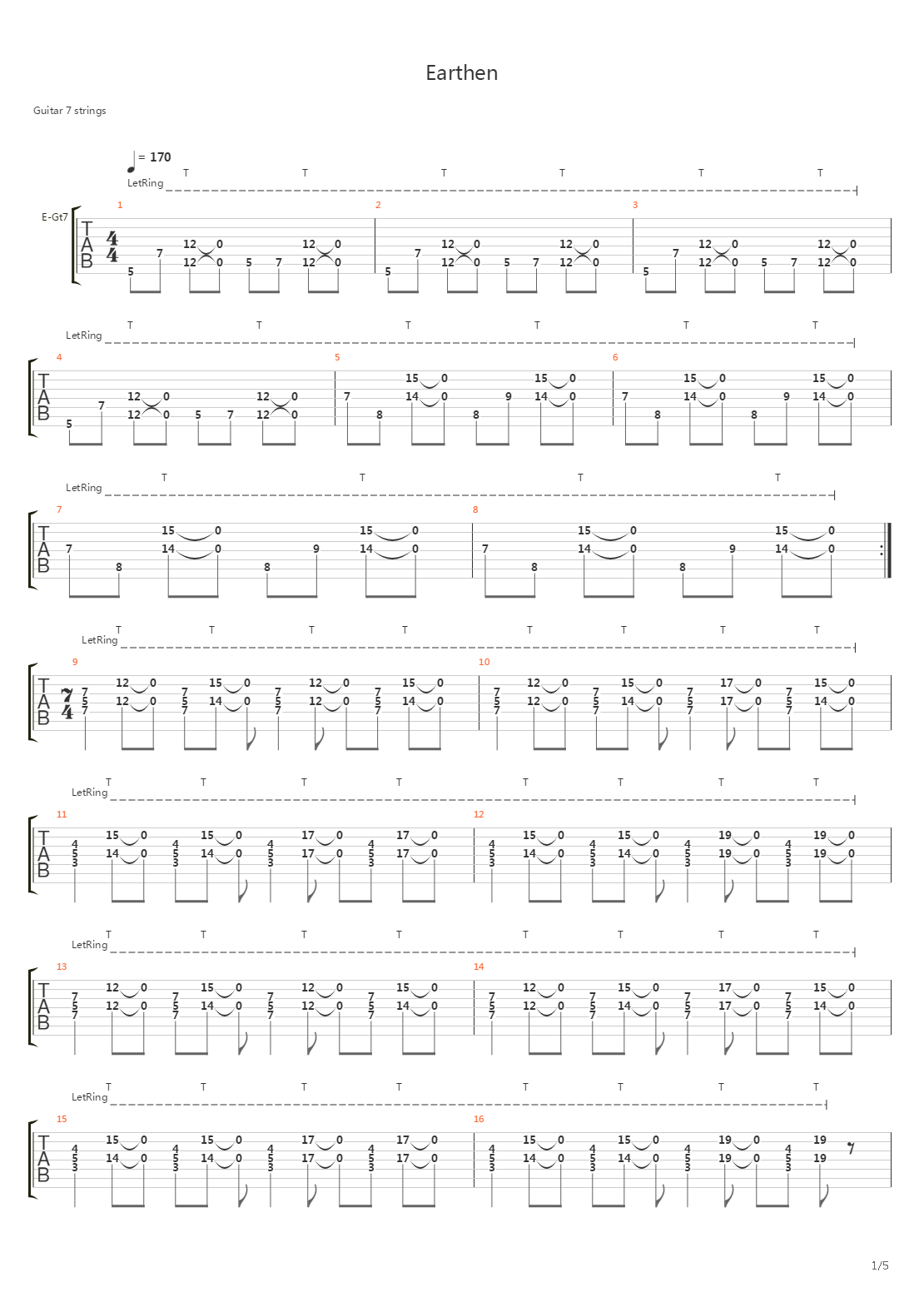 Earthen吉他谱