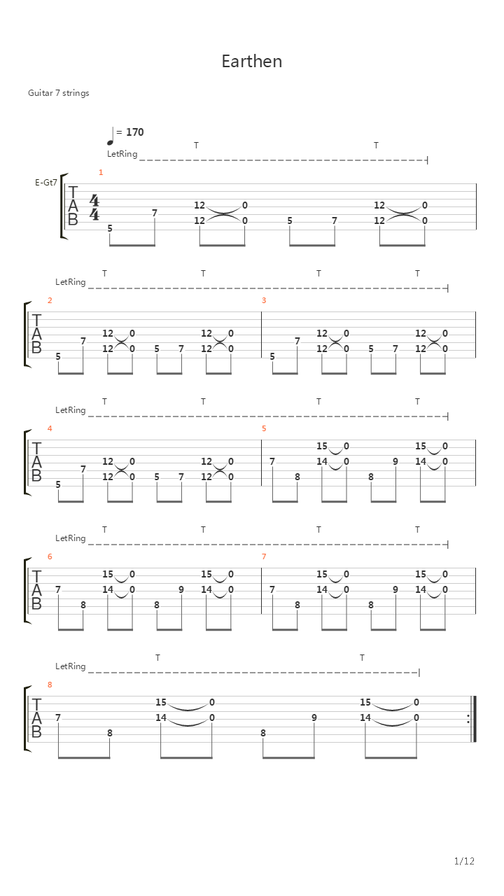 Earthen吉他谱