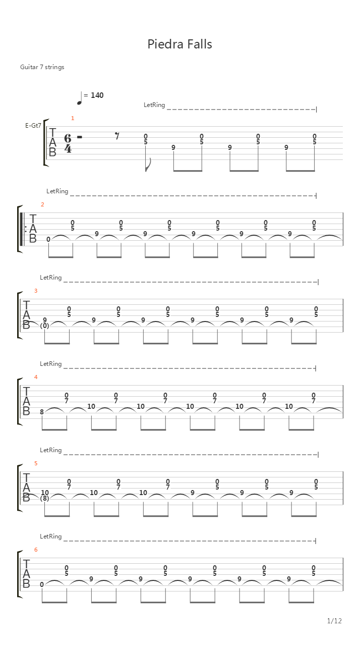 Piedra Falls吉他谱