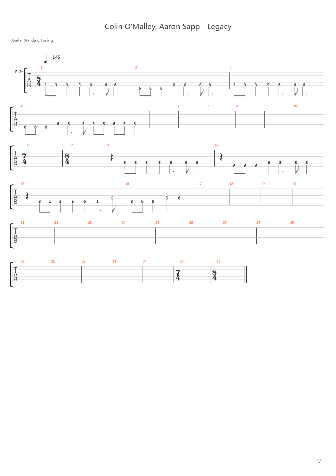 Legacy吉他谱