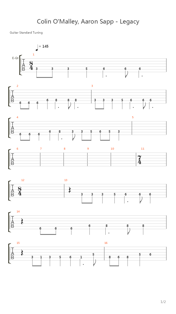 Legacy吉他谱