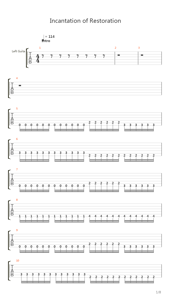 Incantation Of Restoration吉他谱