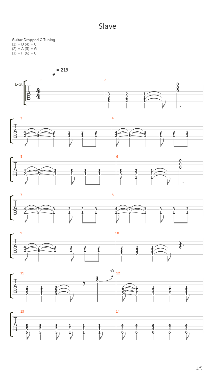 Slave吉他谱