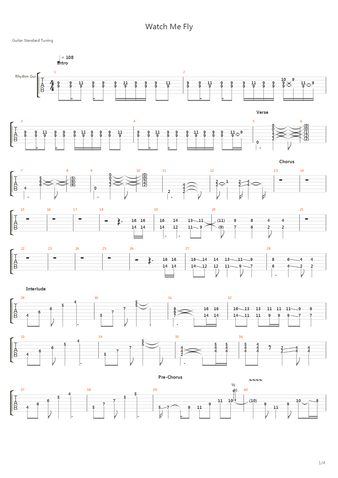 Watch Me Fly吉他谱
