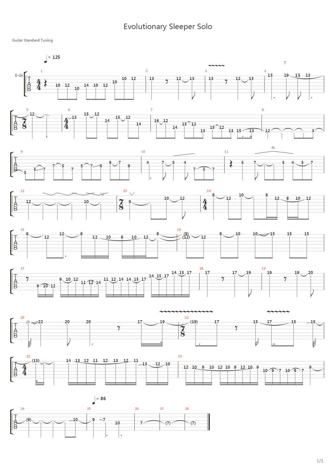 Evolutionary Sleeper吉他谱