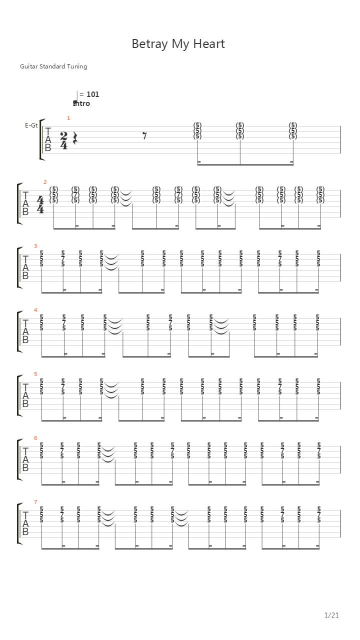 Betray My Heart吉他谱