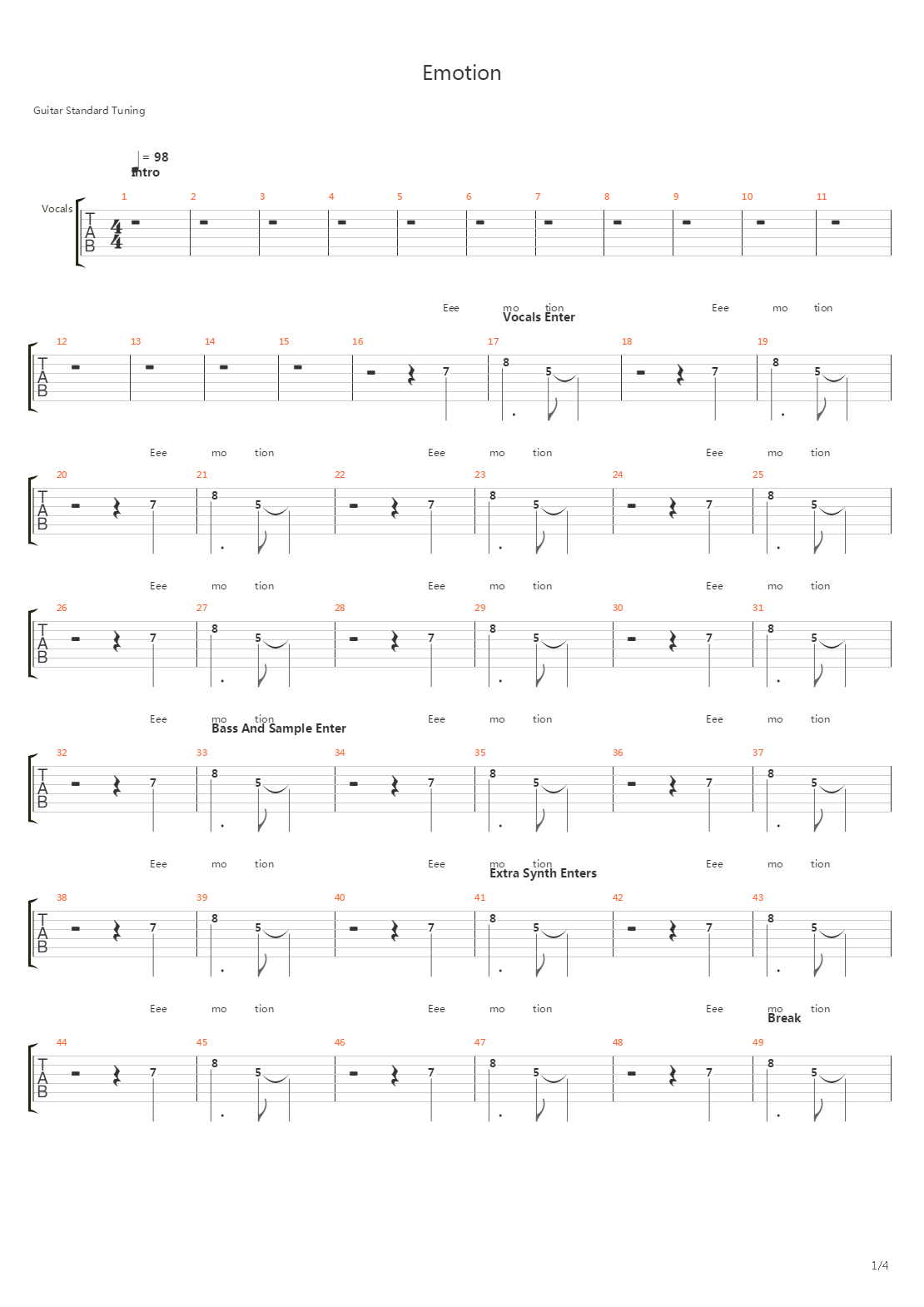 Emotion吉他谱