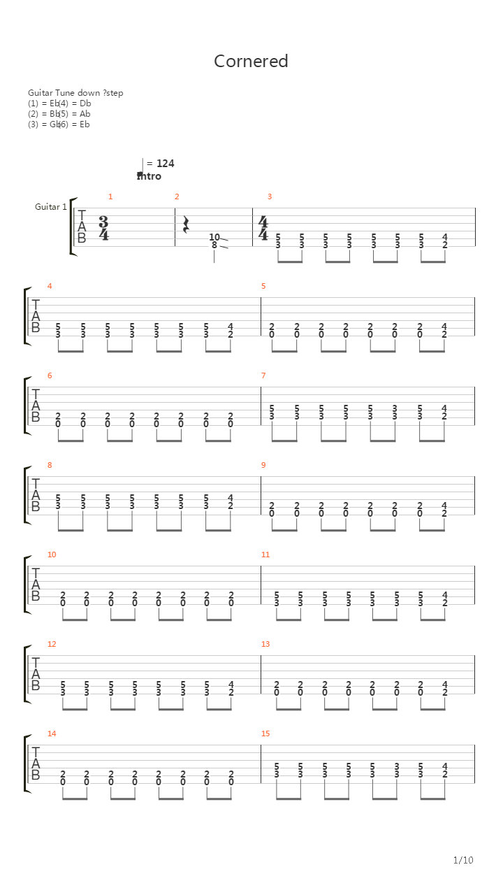 Cornered吉他谱