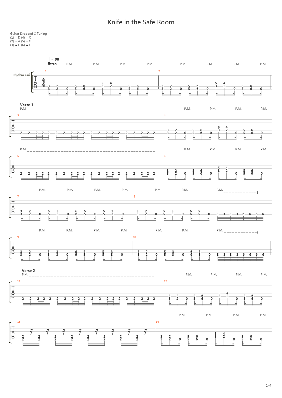 Knife In The Safe Room吉他谱