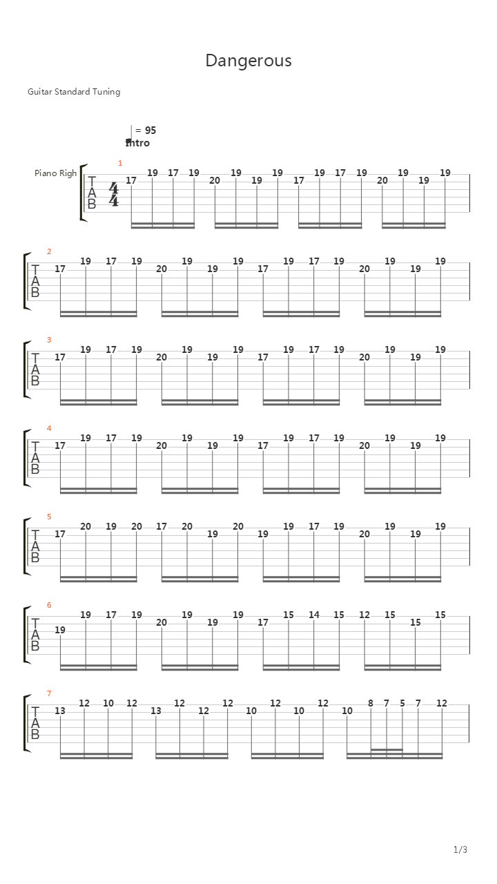 Dangerous吉他谱