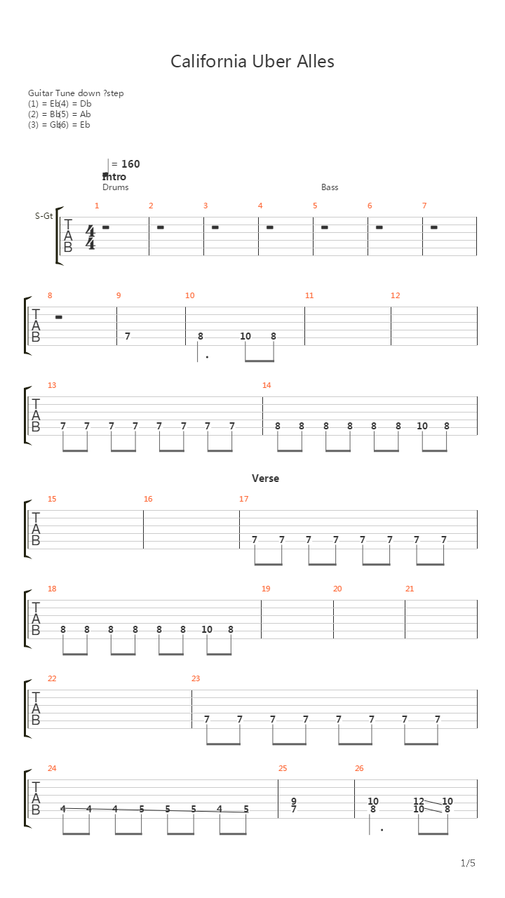 California Uber Alles吉他谱