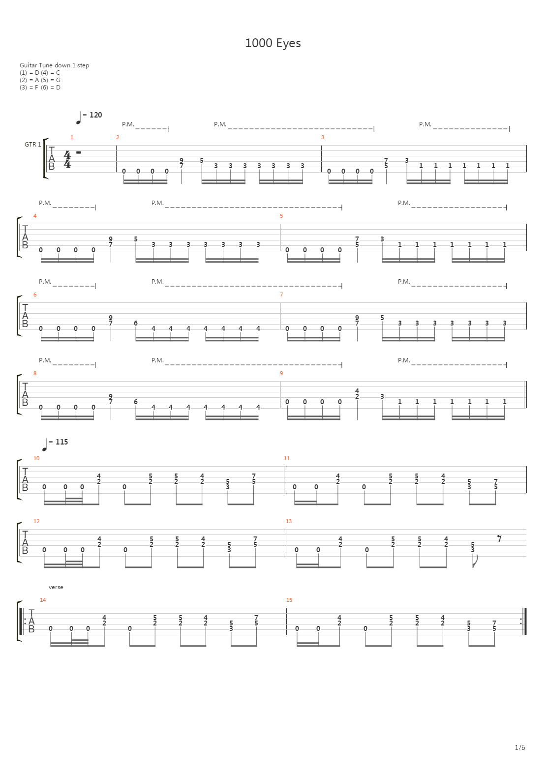 1000 Eyes吉他谱