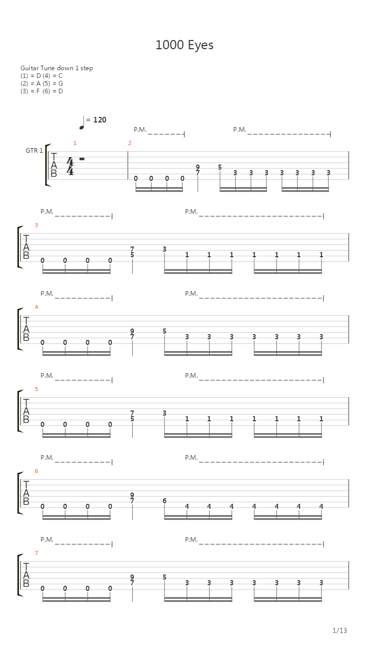 1000 Eyes吉他谱