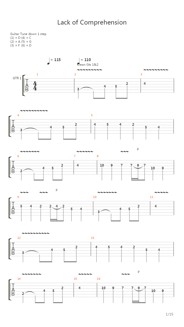 Lack Of Comprehension吉他谱