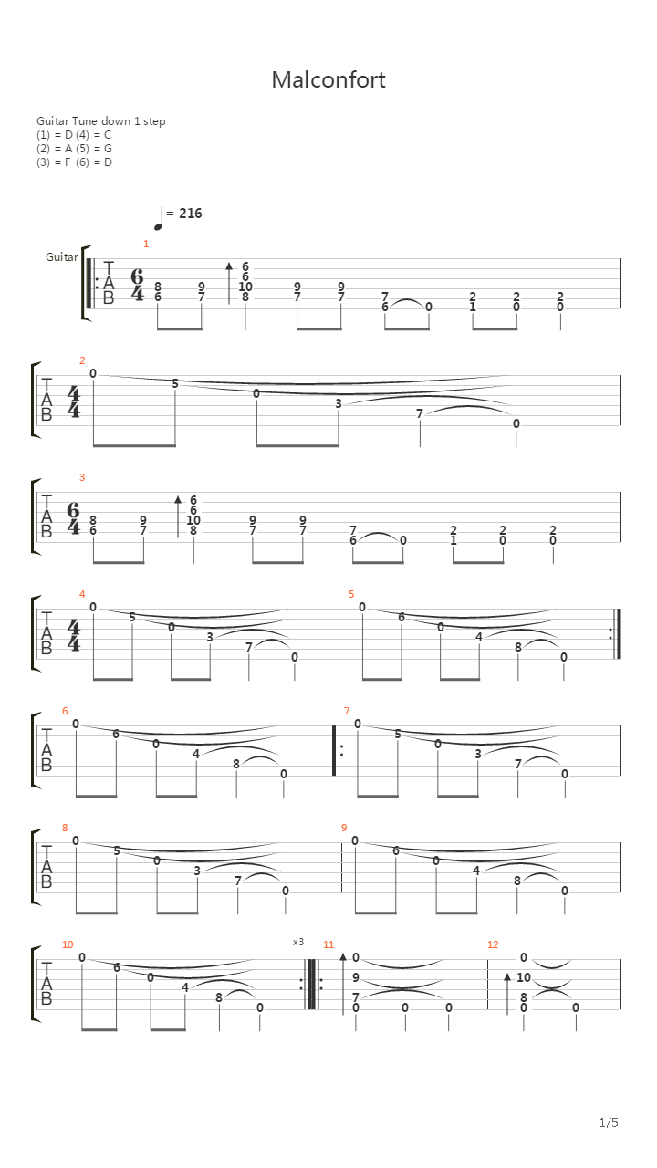 Malconfort吉他谱