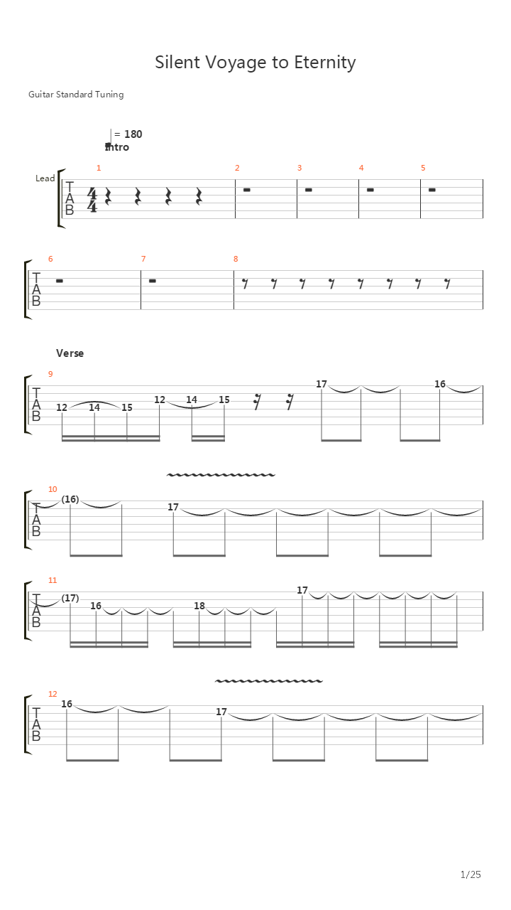 Silent Voyage To Eternity吉他谱