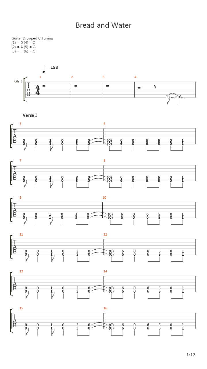 Bread And Water吉他谱