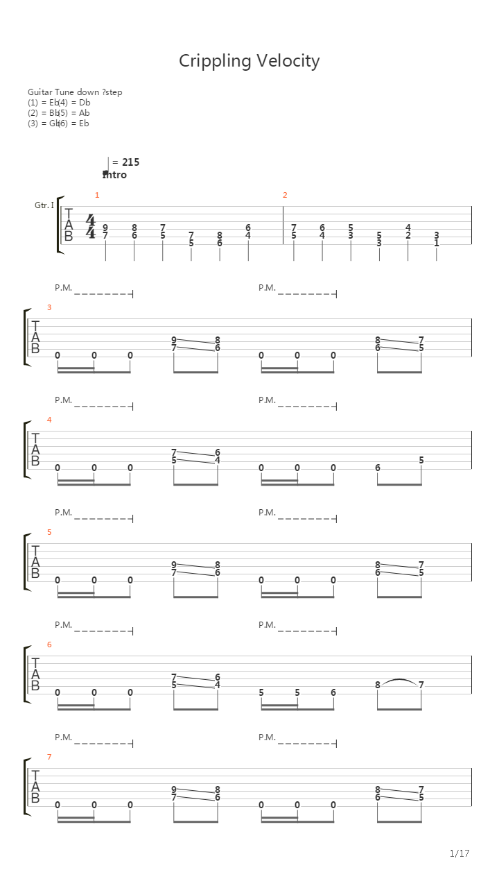 Crippling Velocity吉他谱