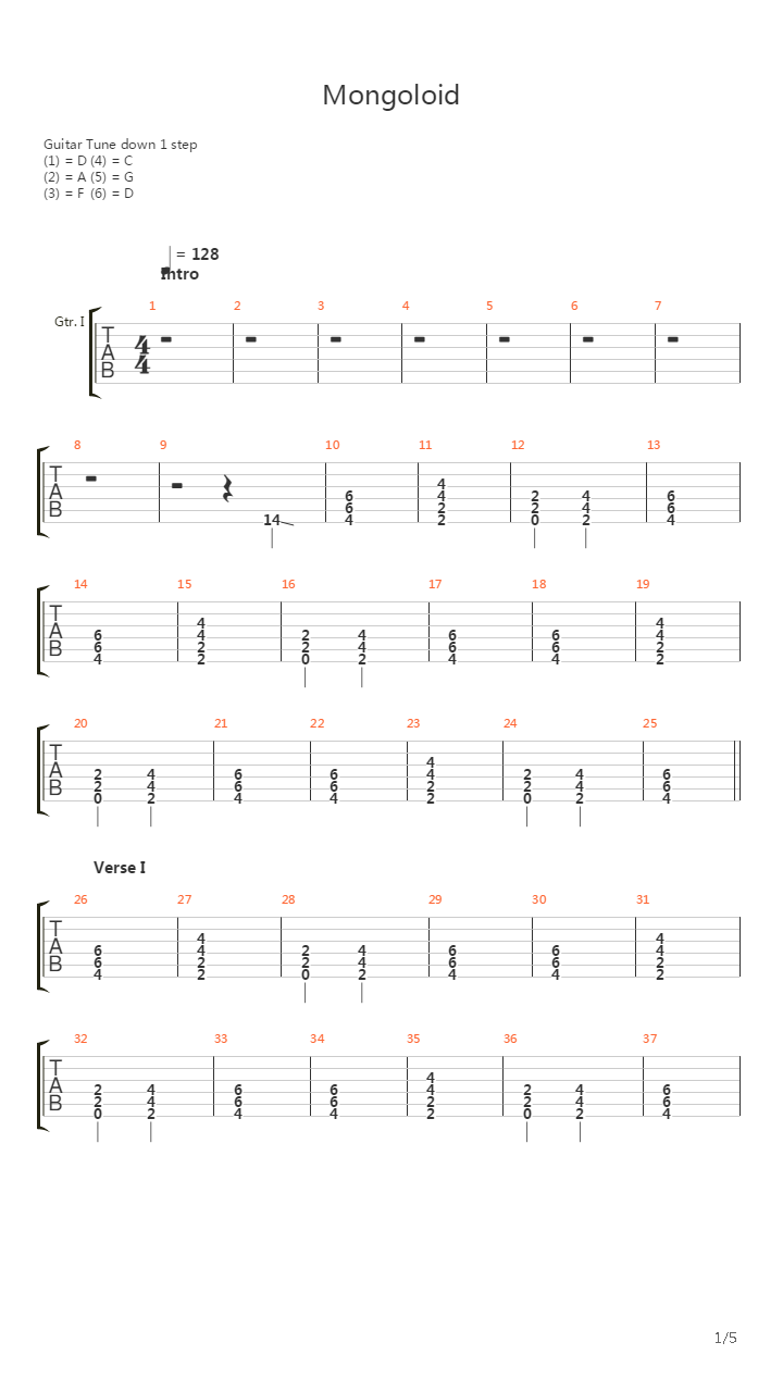 Mongoloid吉他谱