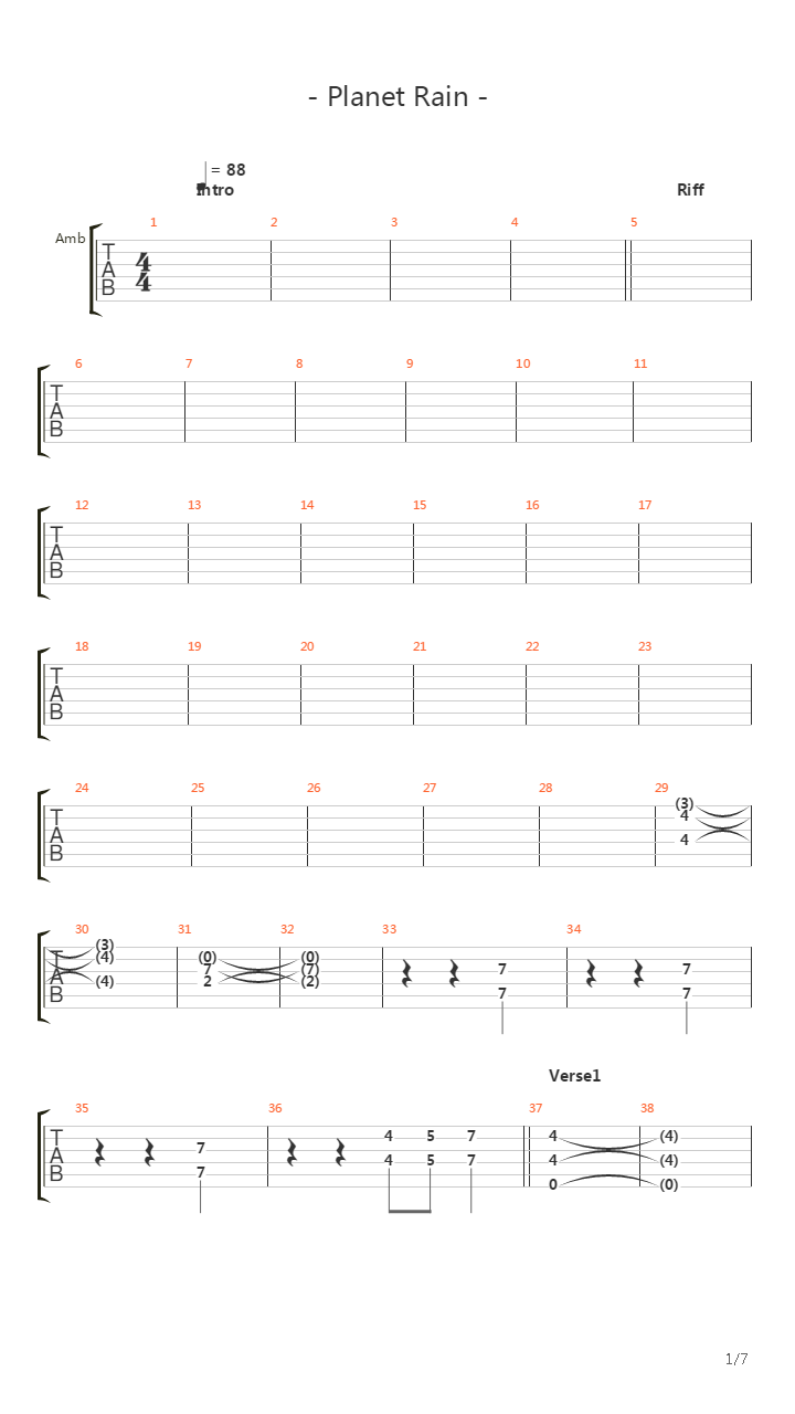 Planet Rain吉他谱