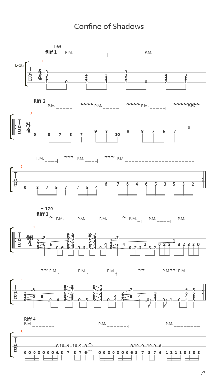 Confine Of Shadows吉他谱