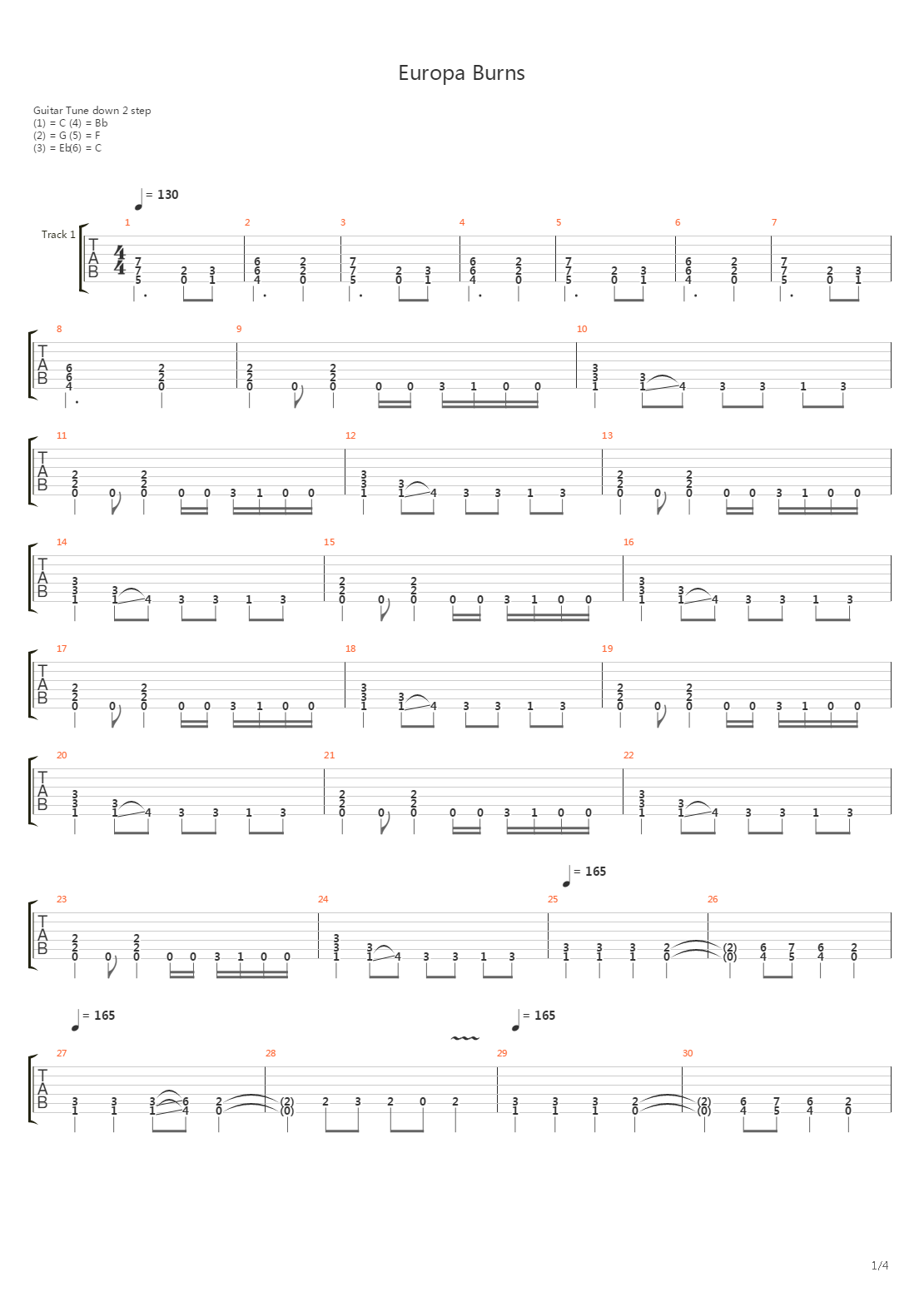 Europa Burns吉他谱