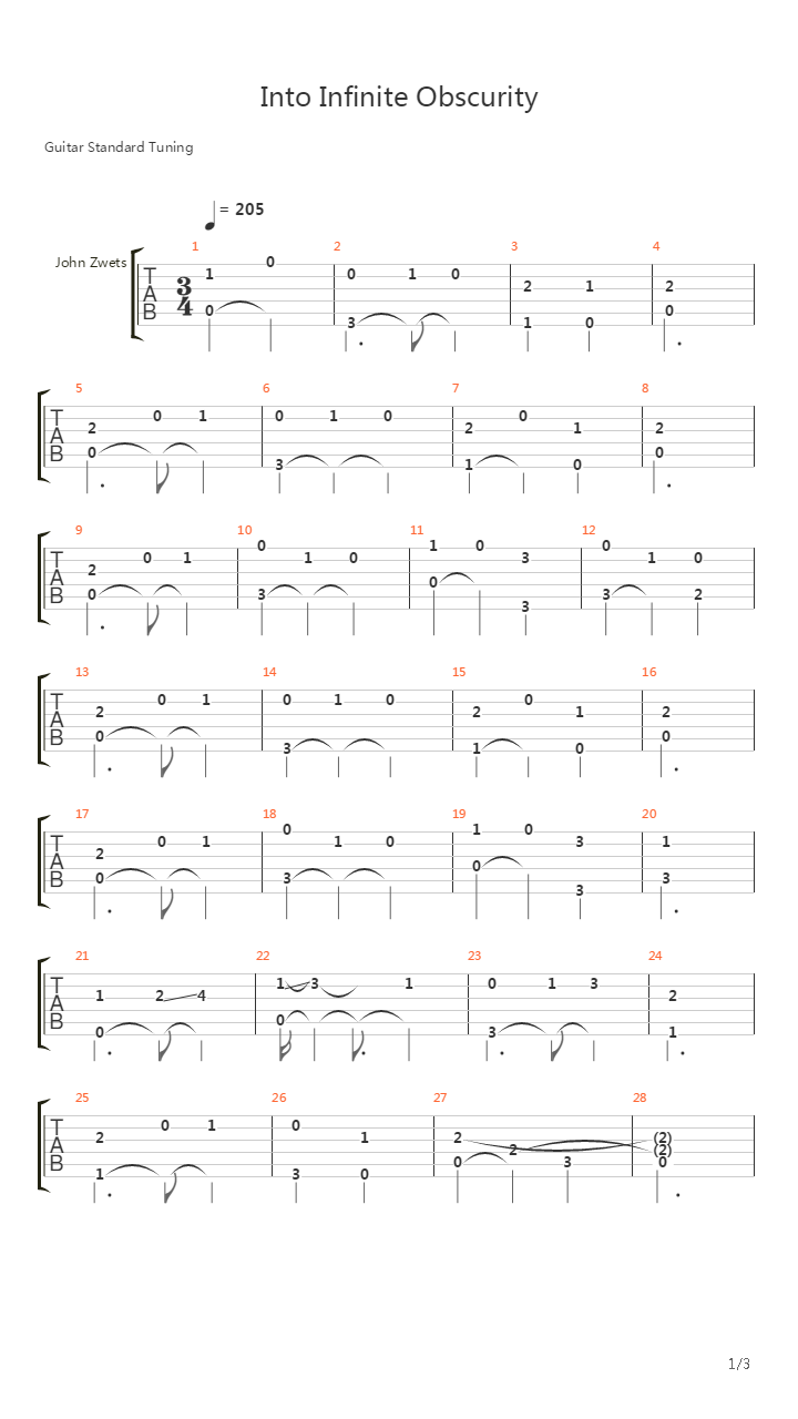 Into Infinite Obscurity吉他谱