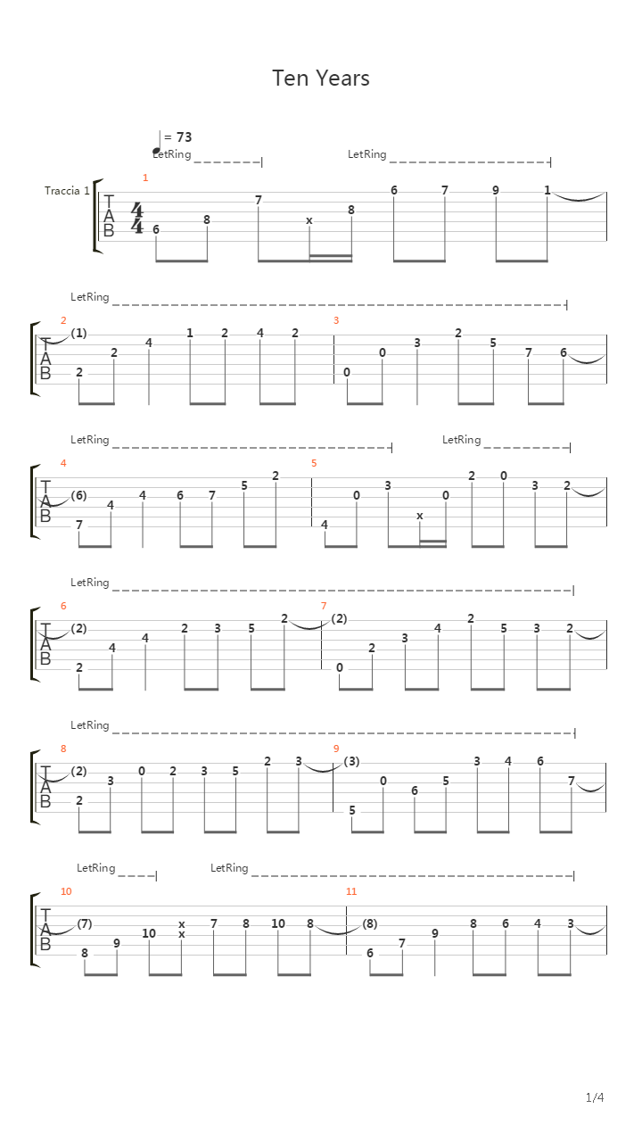 Ten Years吉他谱
