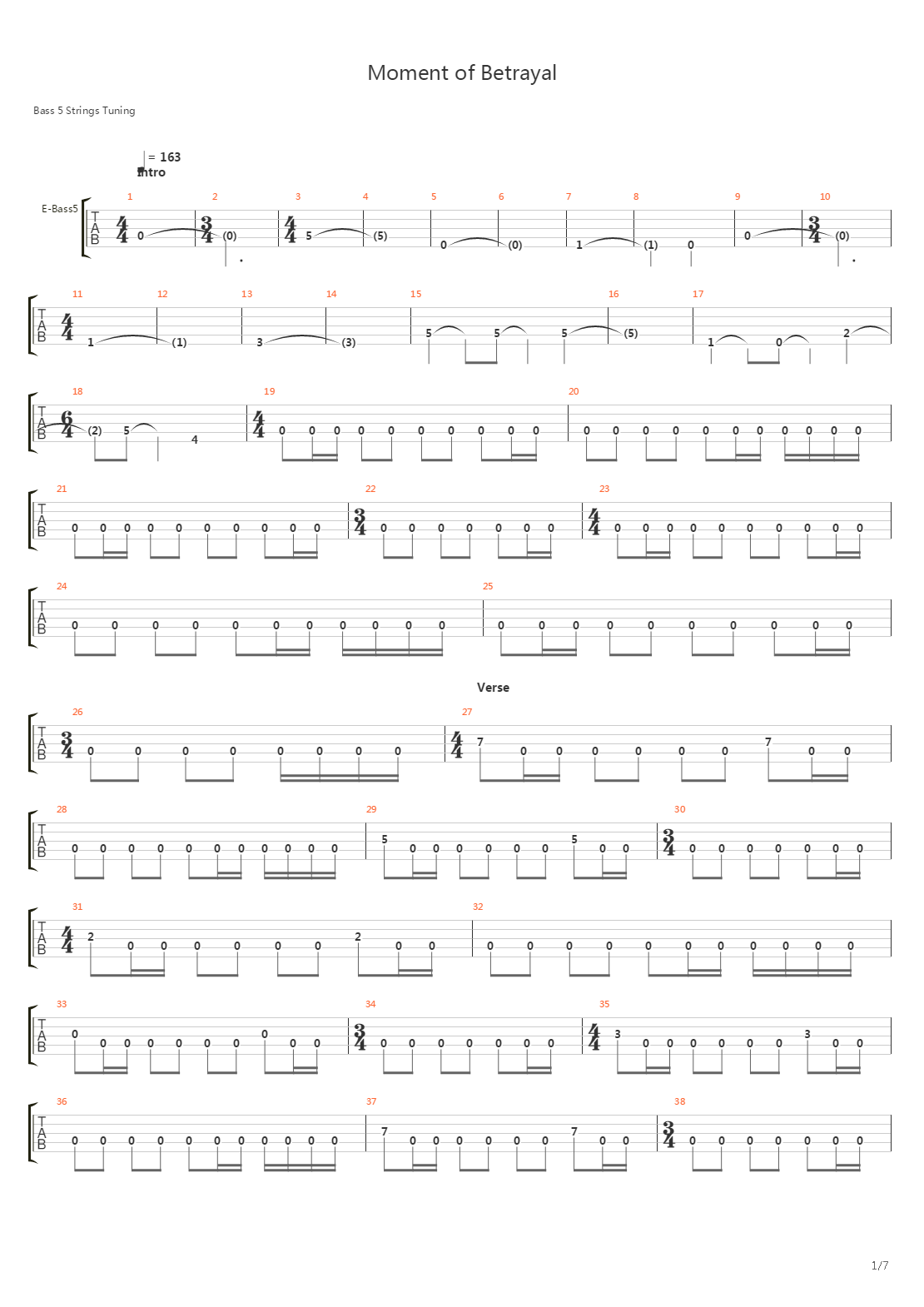 Moment Of Betrayal吉他谱