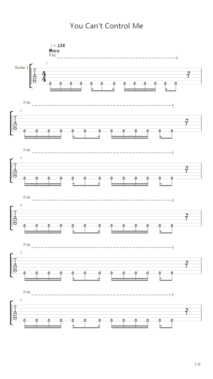 You Cant Control Me吉他谱