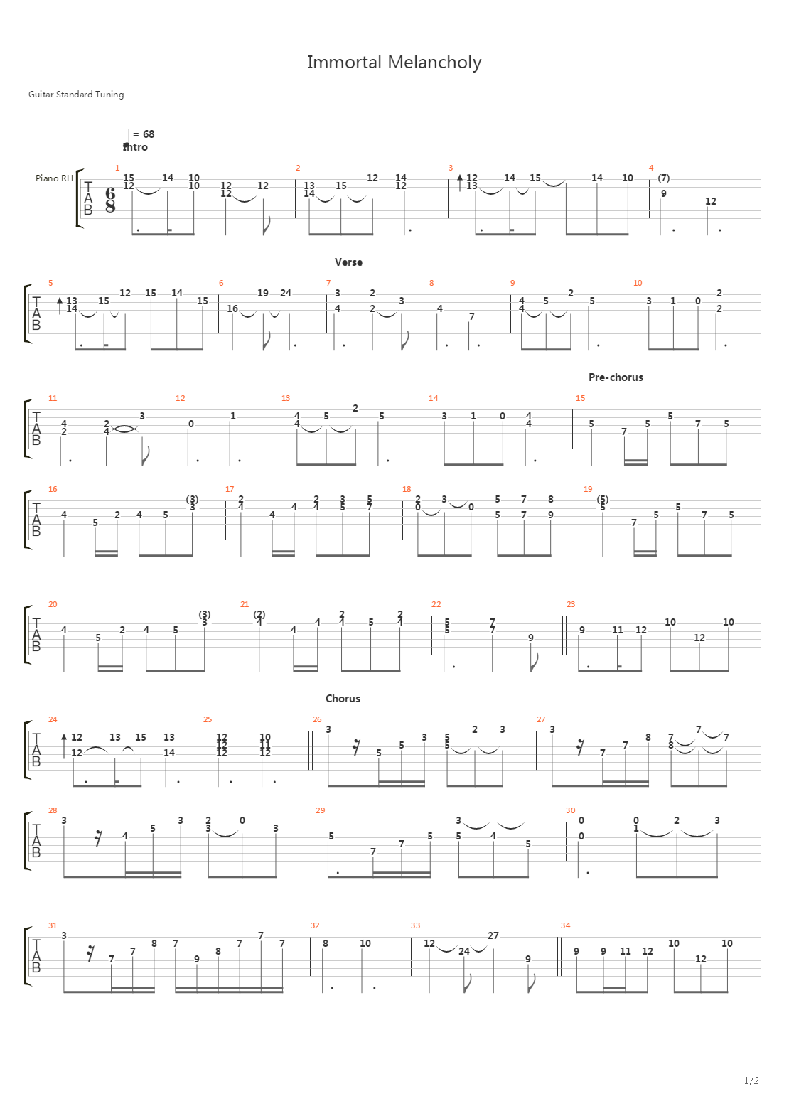 Immortal Melancholy吉他谱