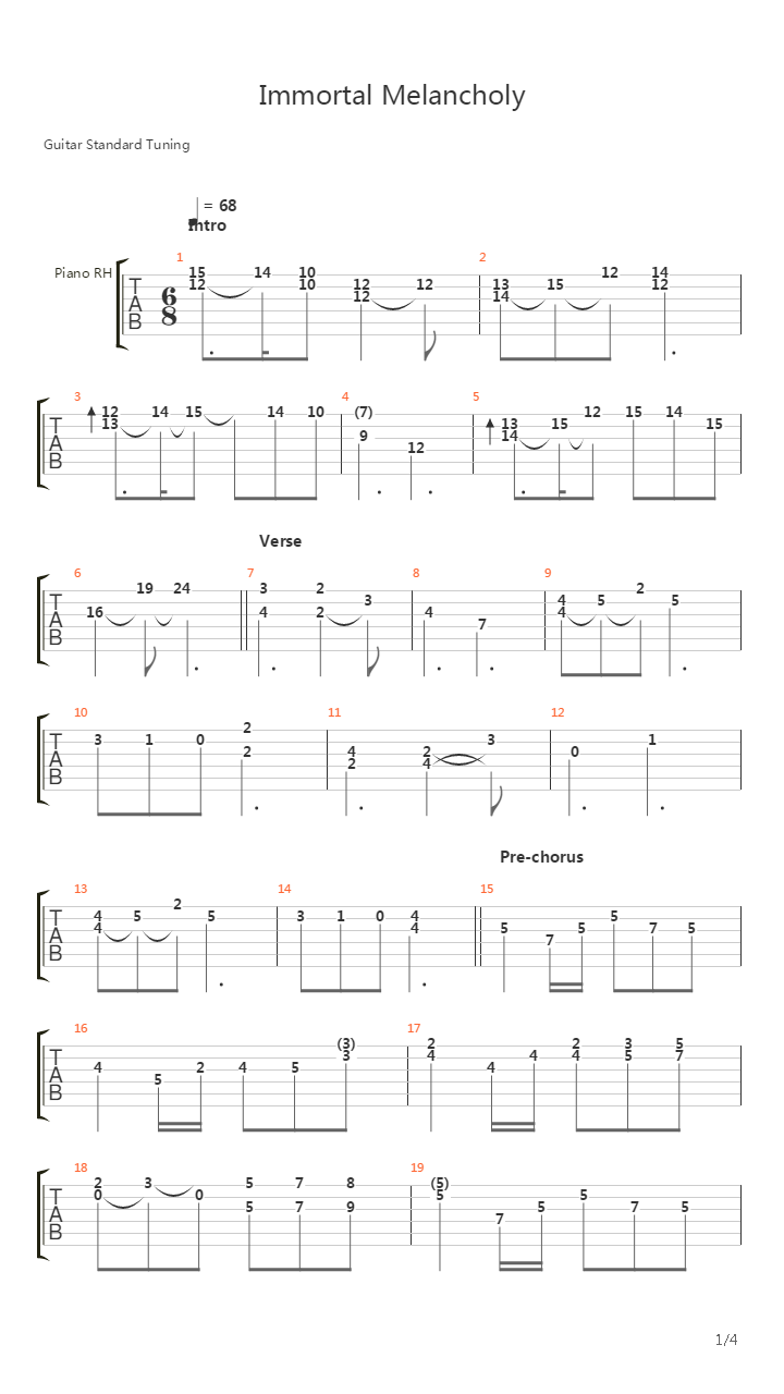 Immortal Melancholy吉他谱