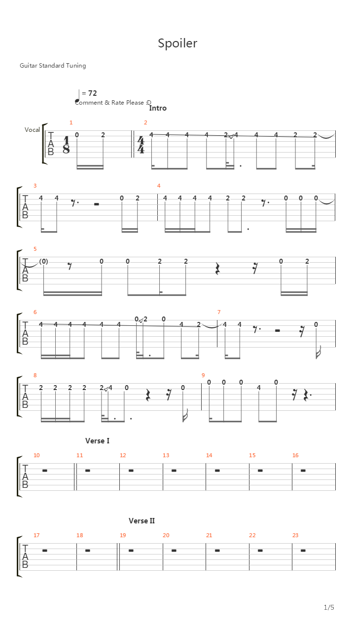 Spoiler吉他谱