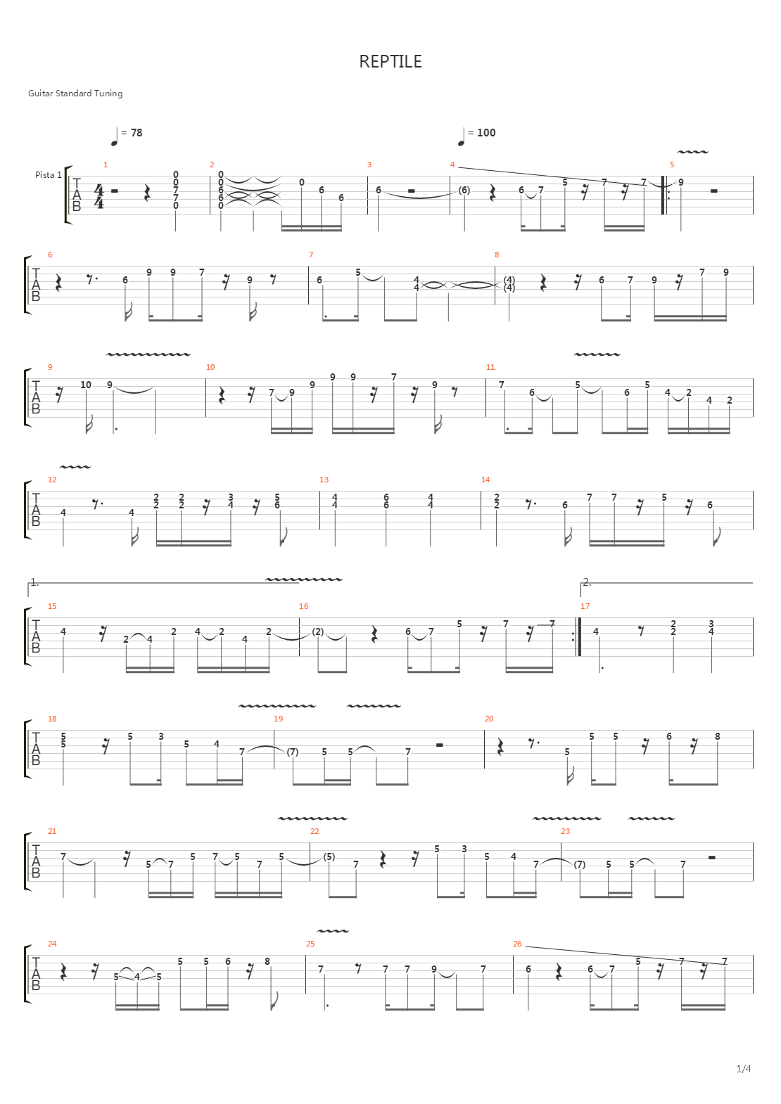 Reptile吉他谱