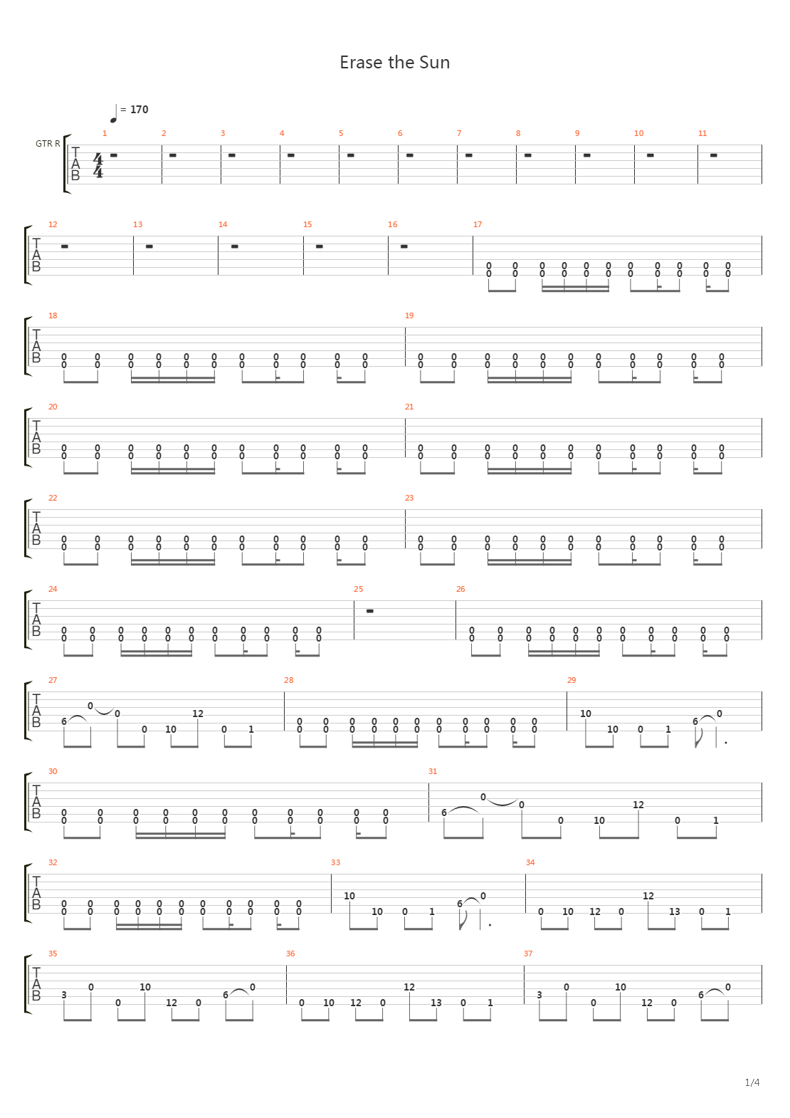 Erase The Sun吉他谱