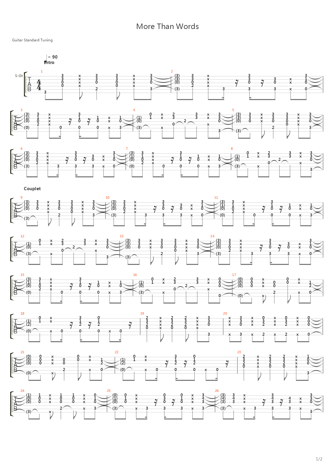 More Than Words吉他谱