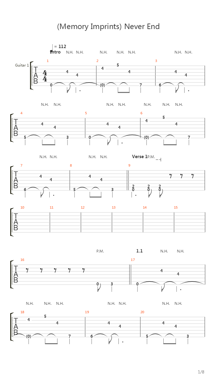 Memory Imprints Never End吉他谱