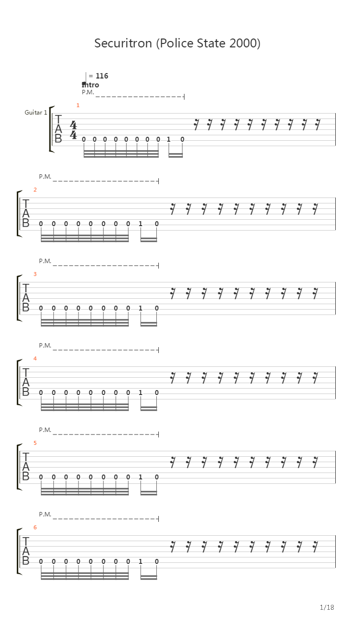Securitron Police State 2000吉他谱