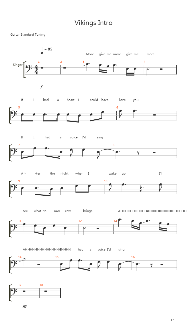 Vikings Intro吉他谱