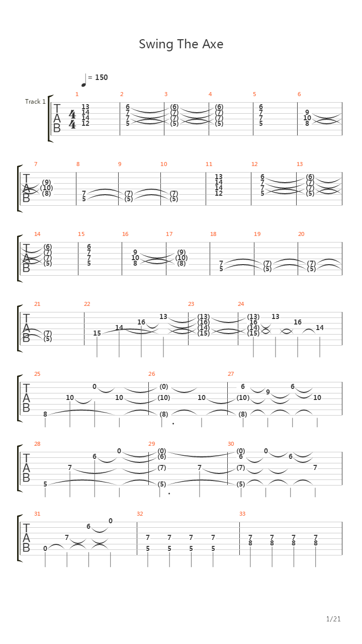 Swing The Axe吉他谱