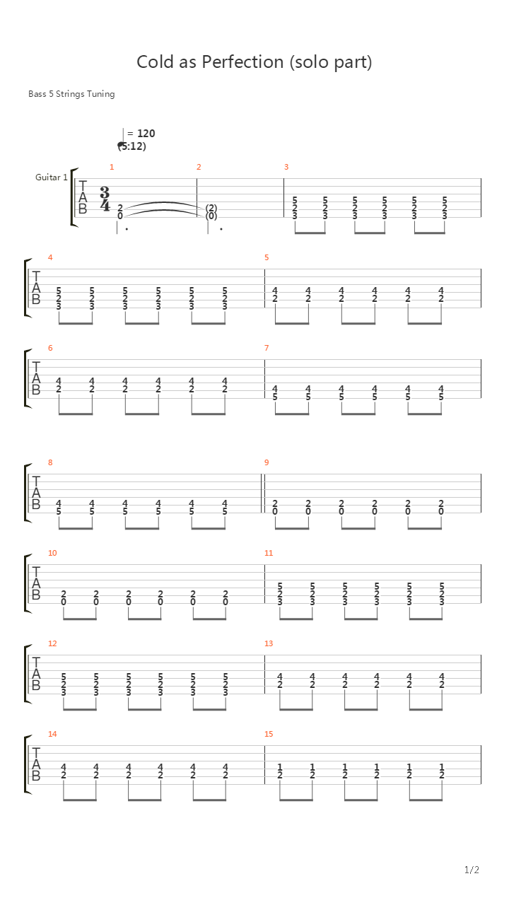 Cold As Perfection吉他谱