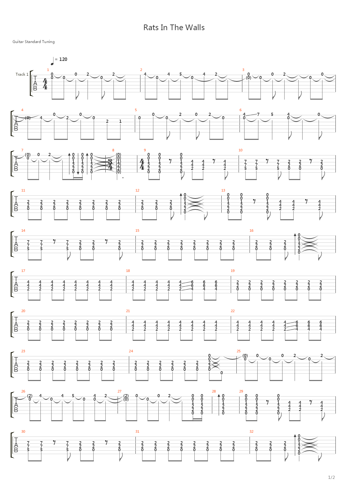Rats In The Walls吉他谱