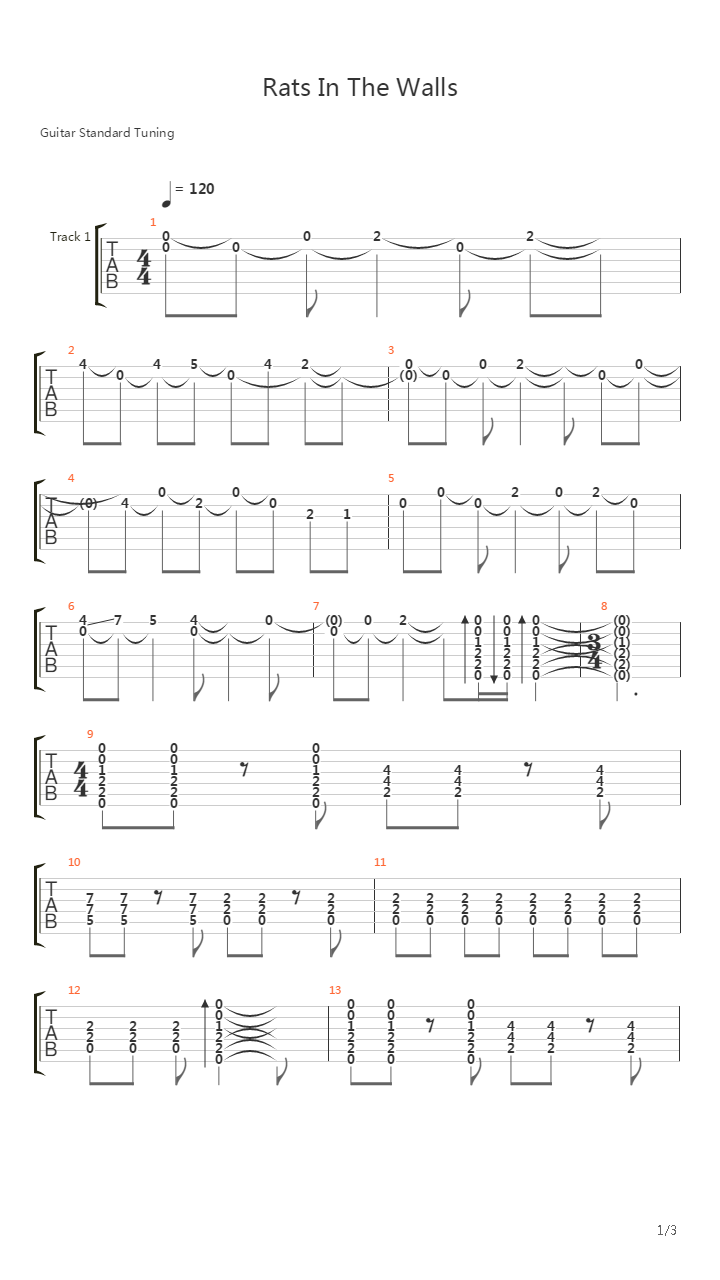 Rats In The Walls吉他谱
