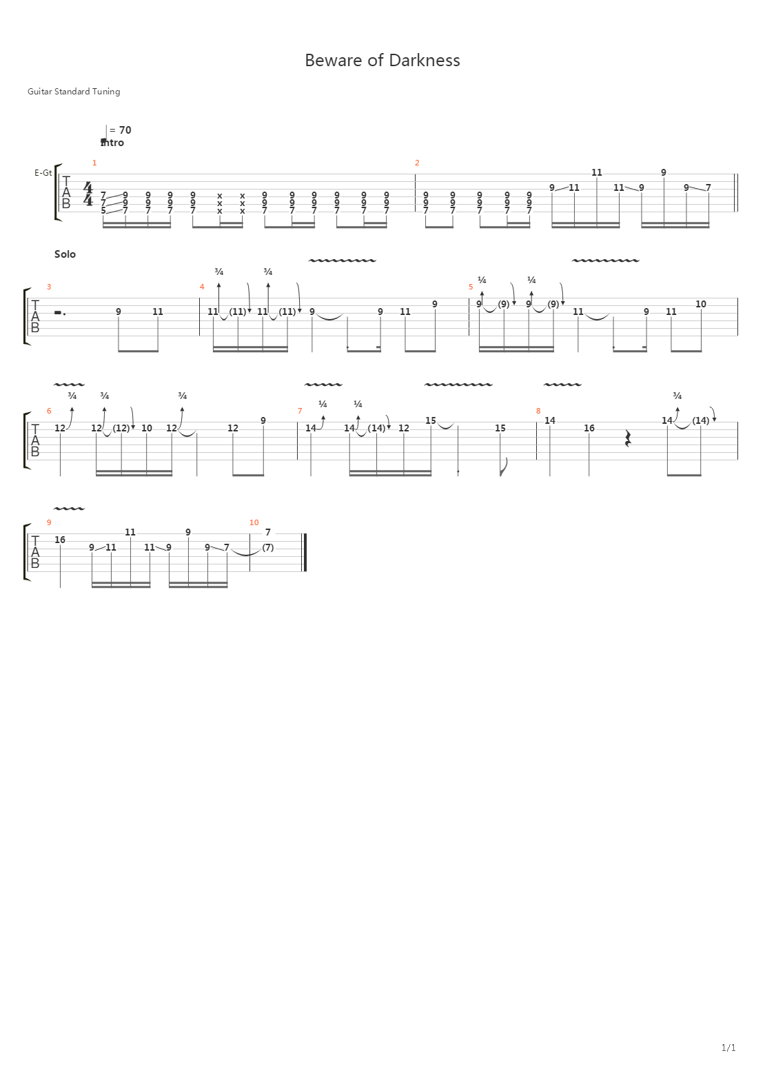Beware Of Darkness吉他谱