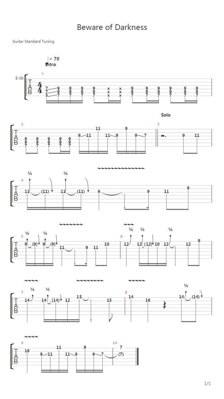 Beware Of Darkness吉他谱