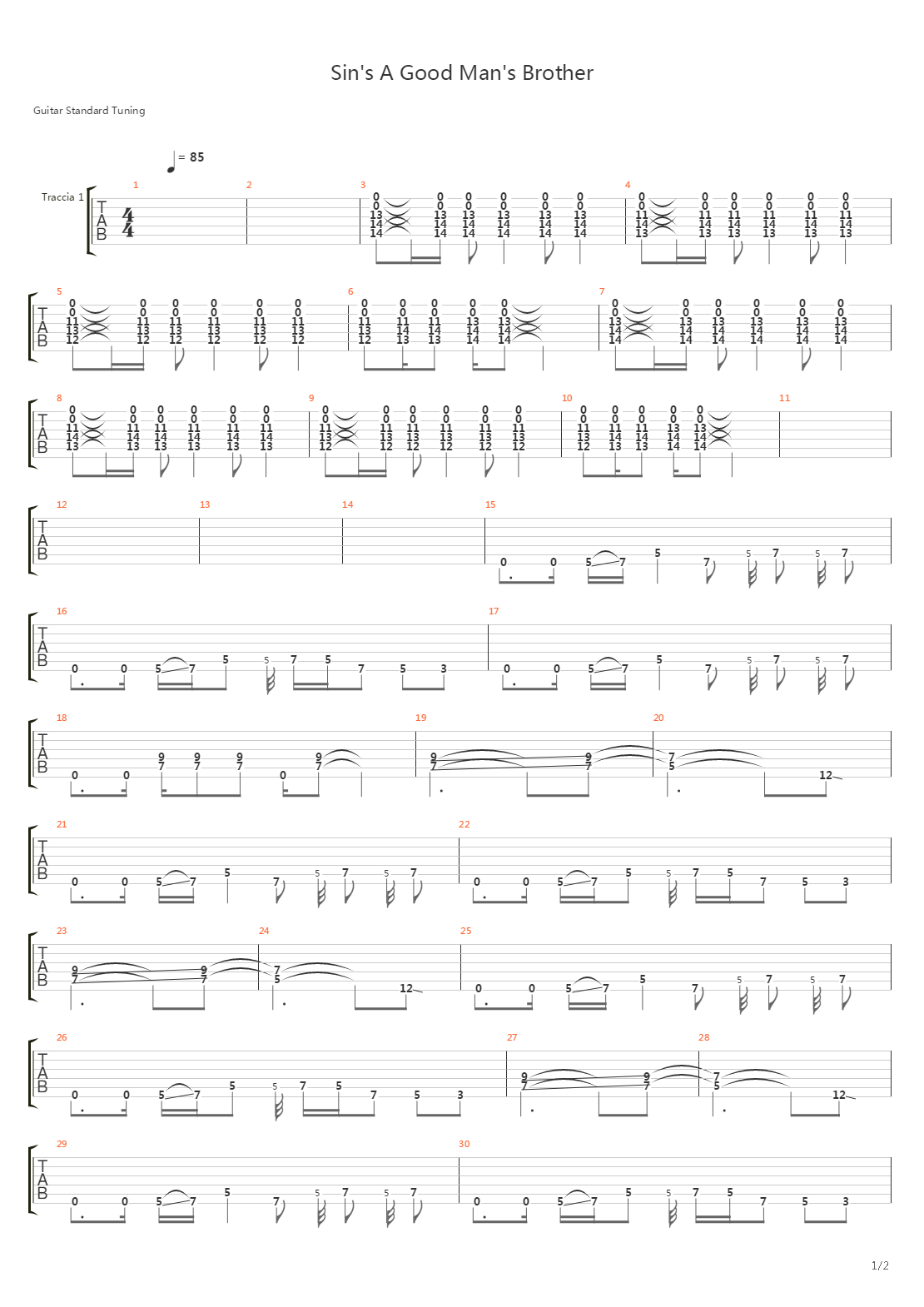 Sins A Good Mans Brother吉他谱