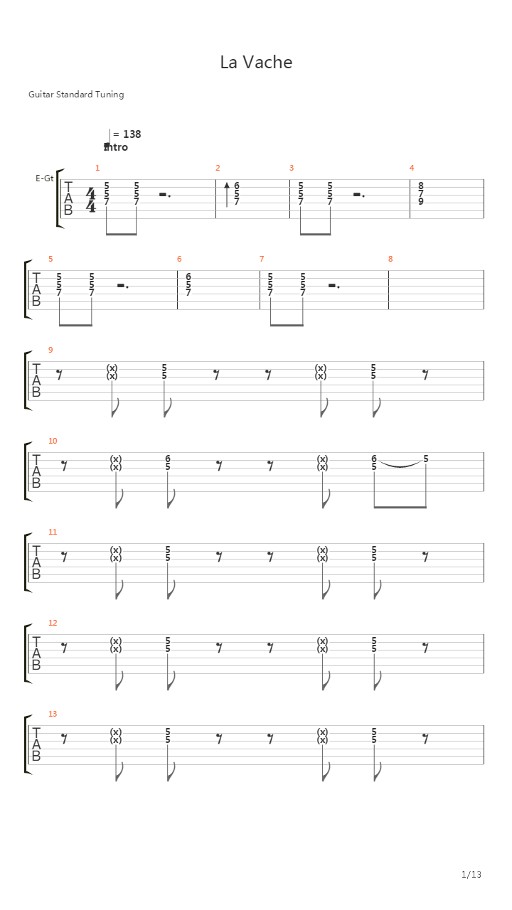 La Vache吉他谱